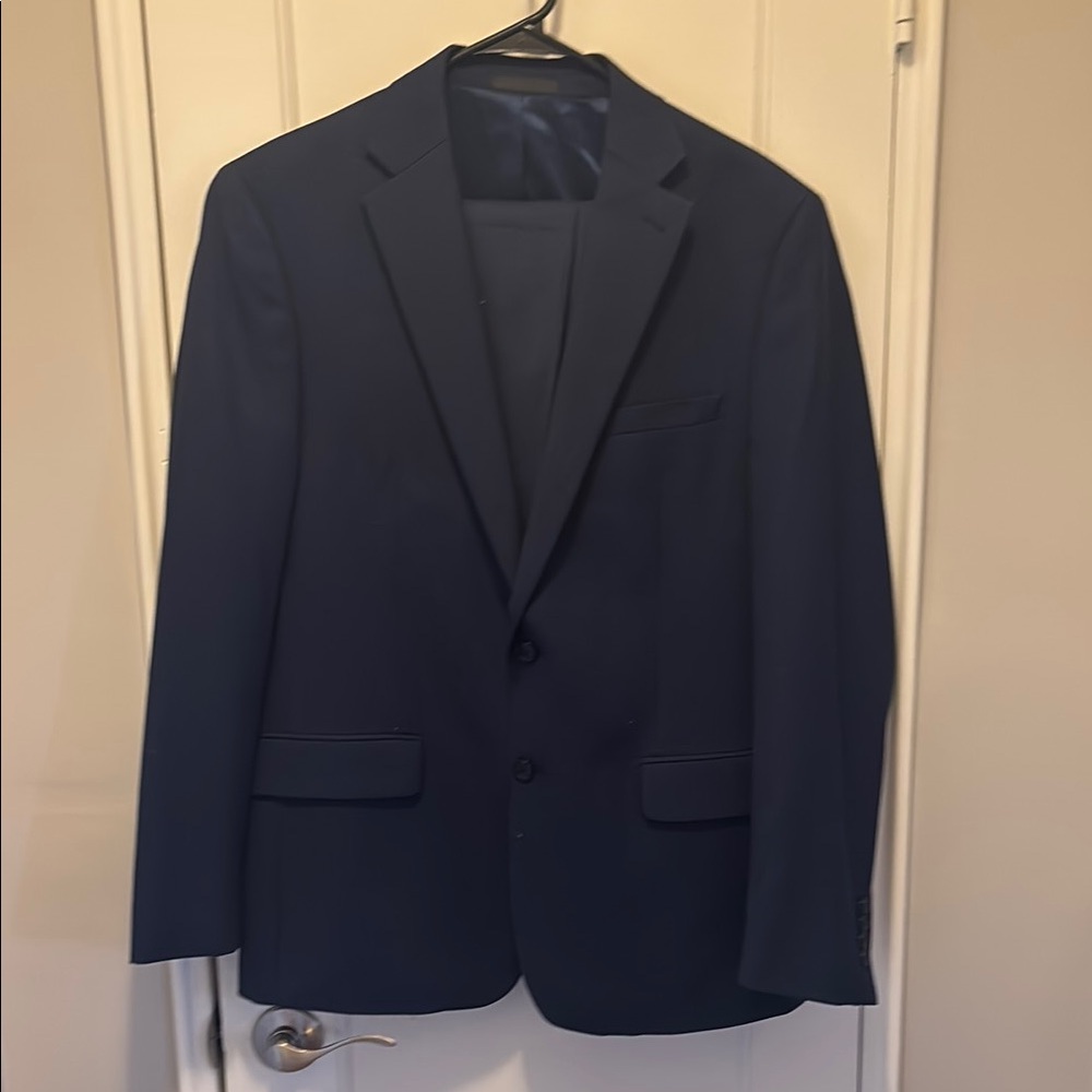 Calvin Klein navy blue suit wool x Slim Fit navy blue Suit 44R jacket 36x28 pant